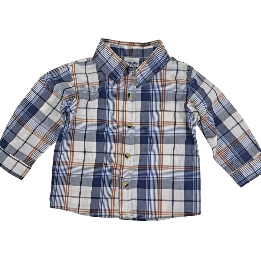 Nannette Kids Blue Plaid Cotton Toddler Shirt Classic Americana Boys 2T